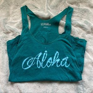 🐳 Blue Hawaii “Aloha” green racerback tank top